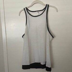 Fabletics Mesh White and Black Tank Top